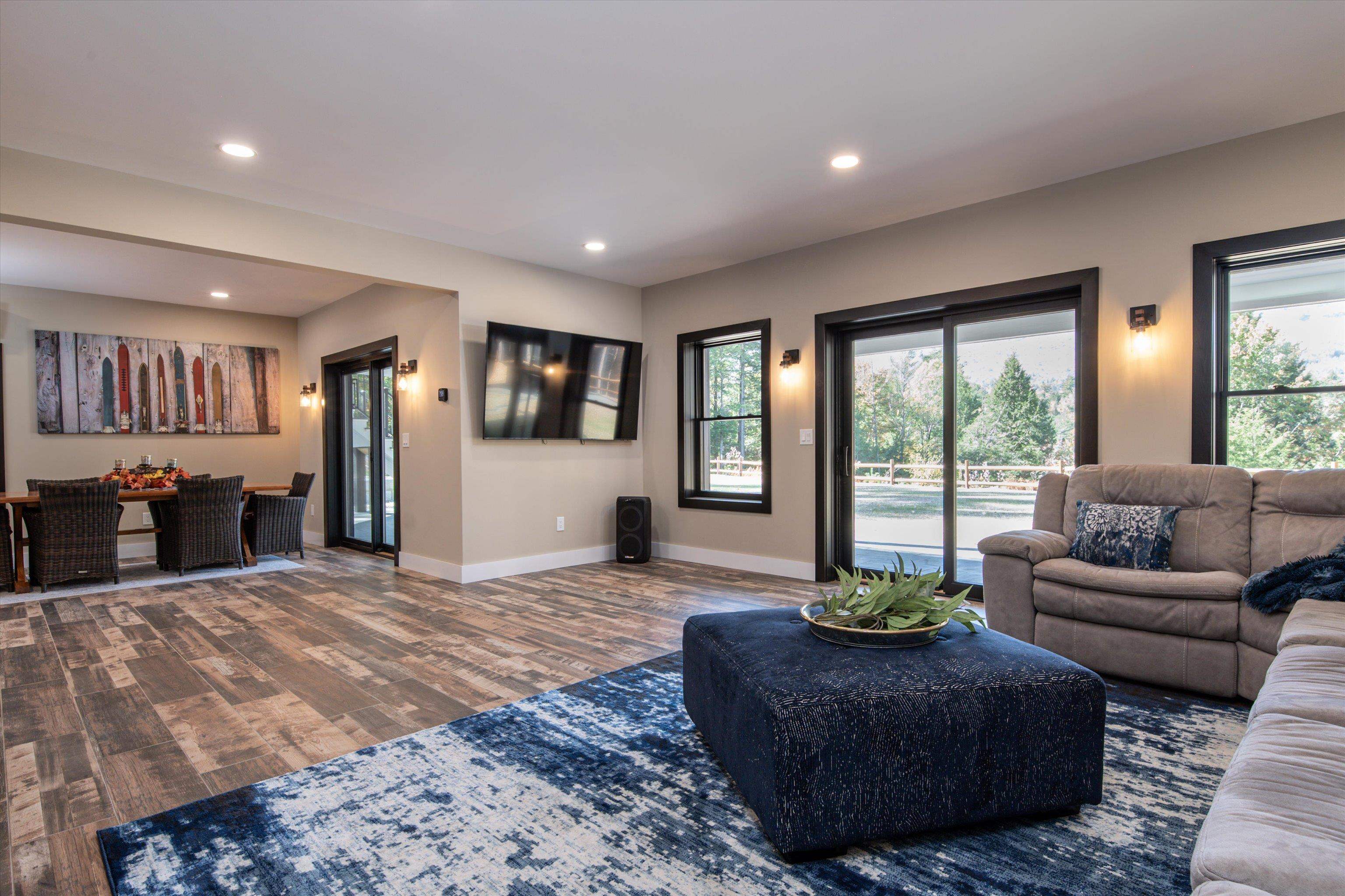 Walk Out to Patio, Hot Tub area and Fire Pit.