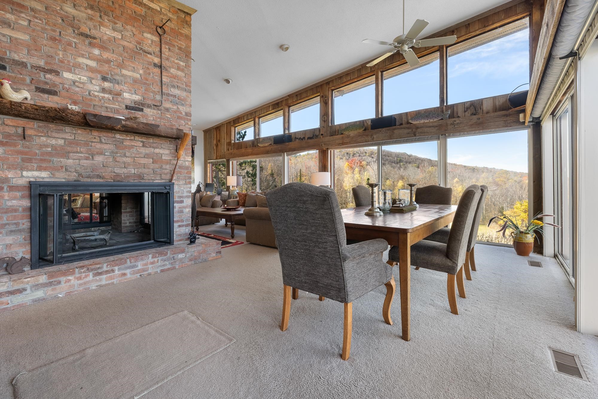 Three sided fireplace