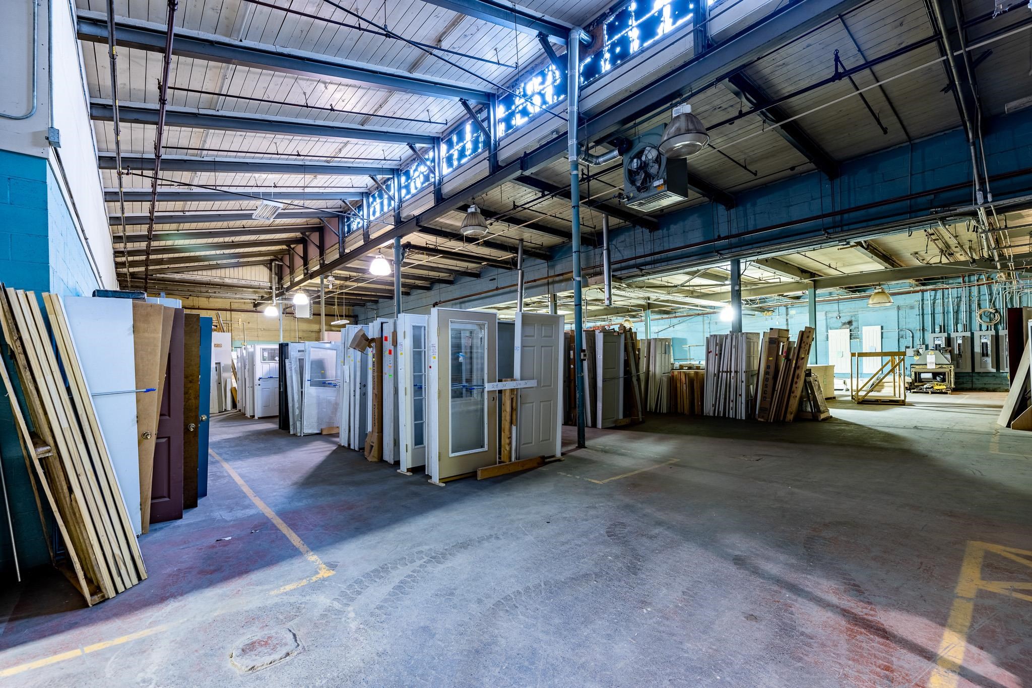 Portion of warehouse building showing clerestory windows
