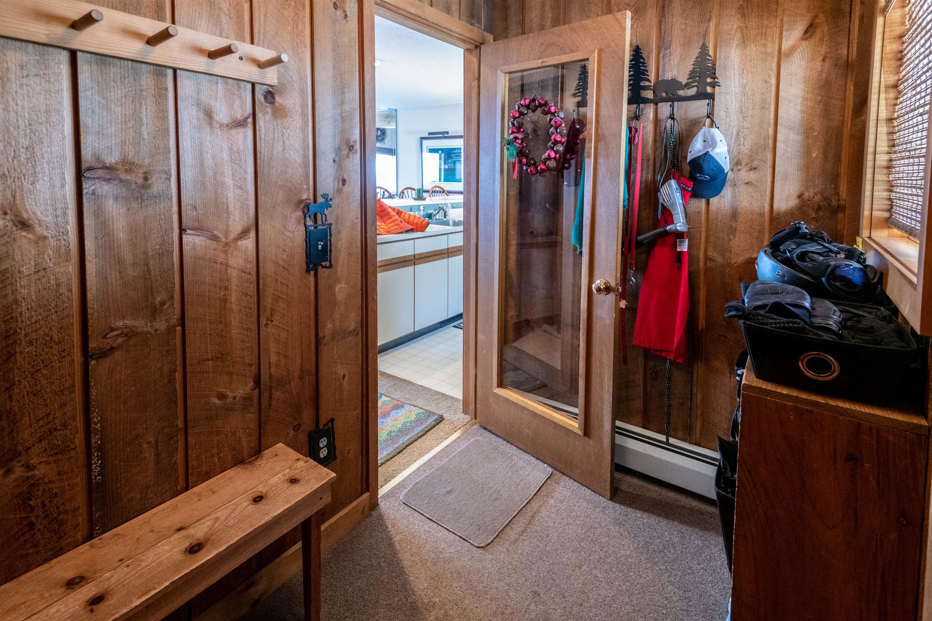 Air locked rough sawn pine mudroom with built-ins. 21086187