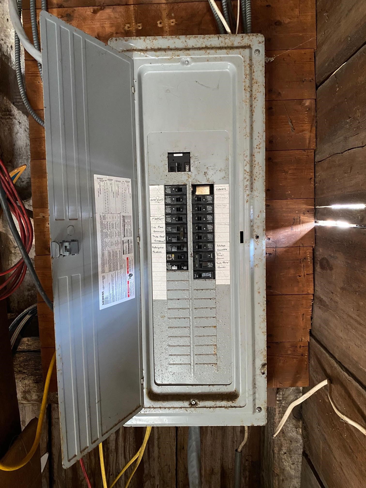Newer electric service panel for barns