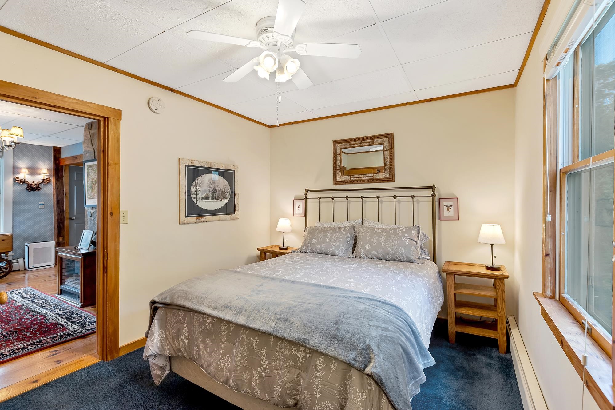 Sunny and bright bedroom off of the dining area