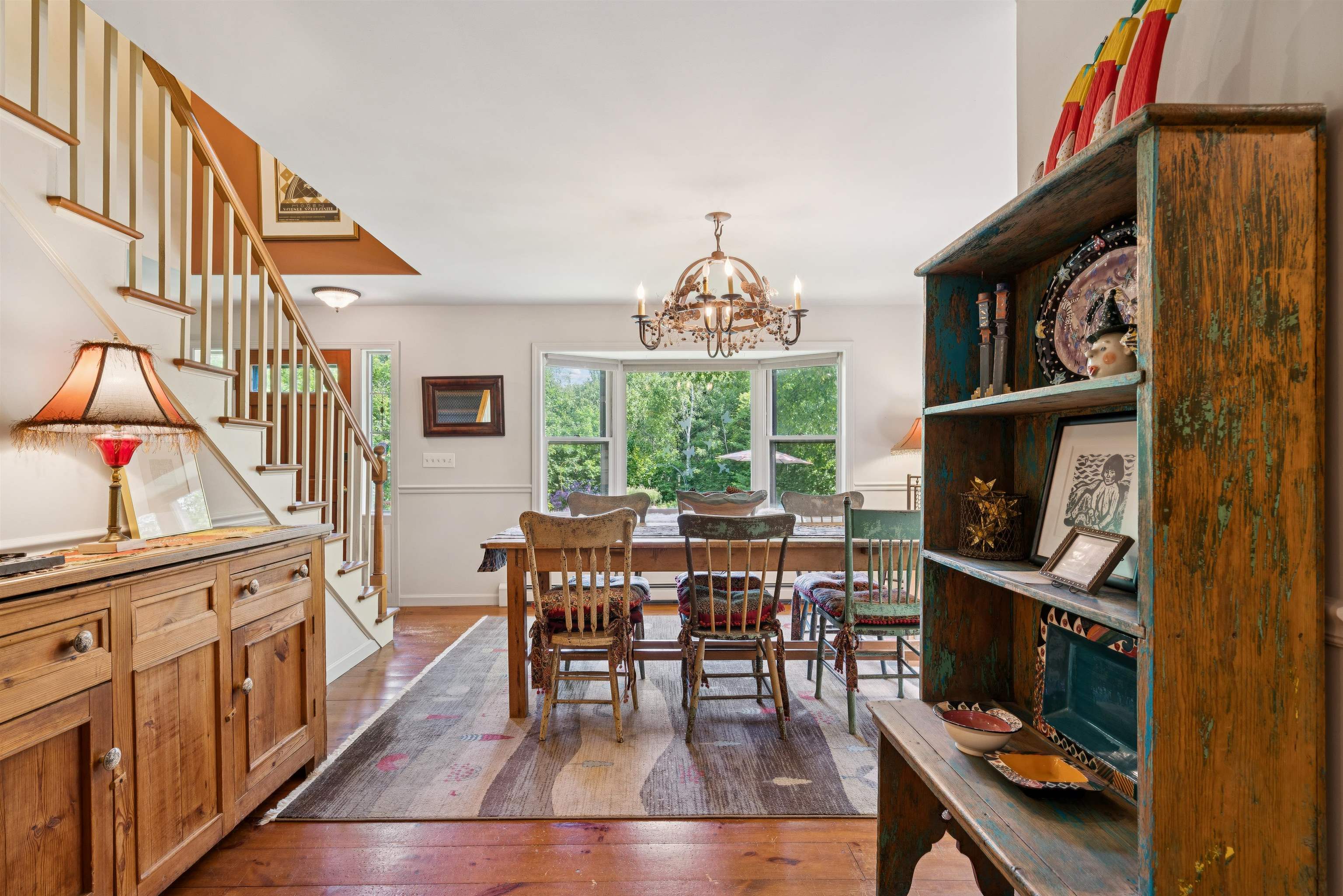 Dining Room with bay window view of gardens 23634237