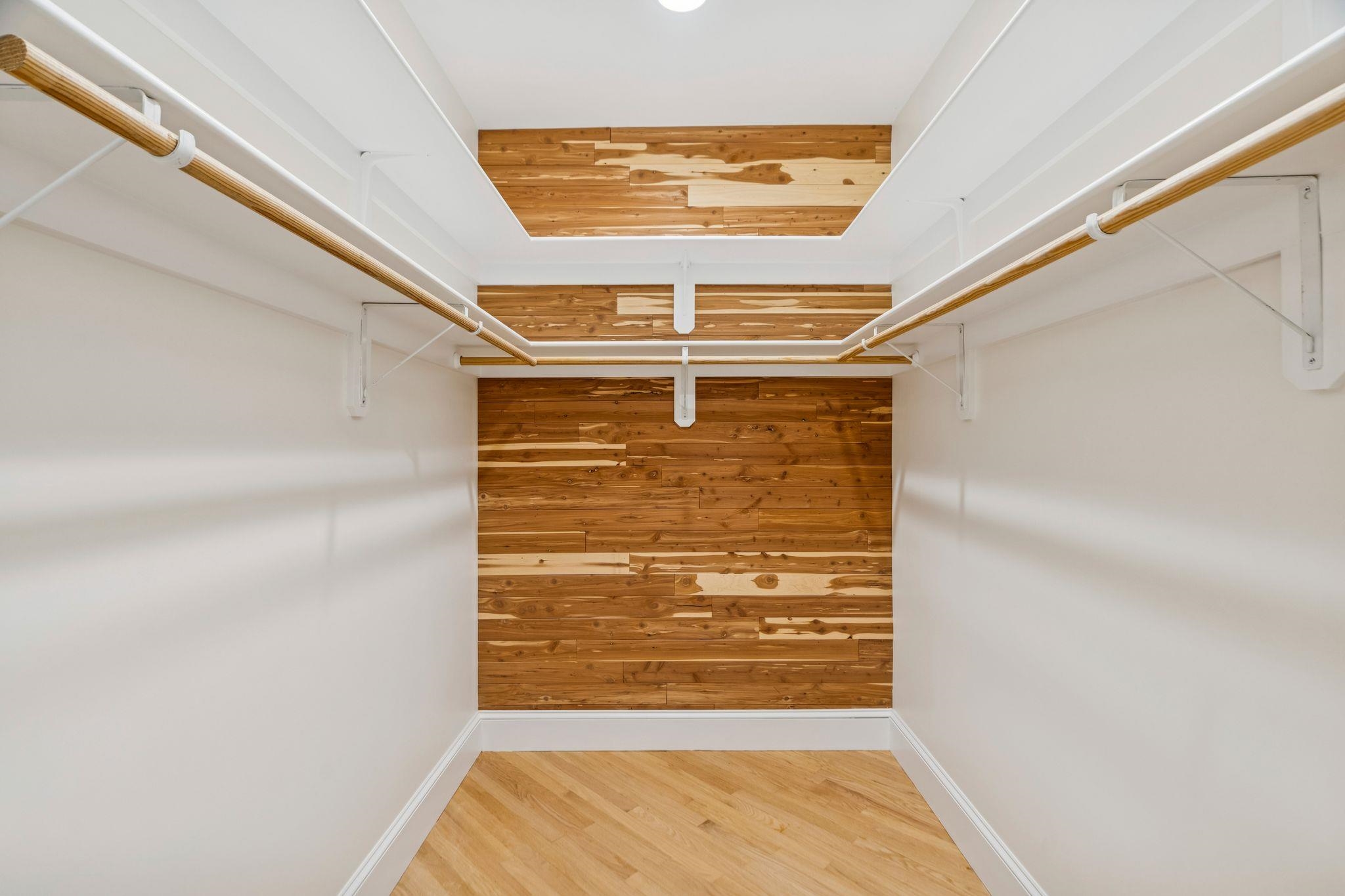 Cedar-backed closets in primary suite