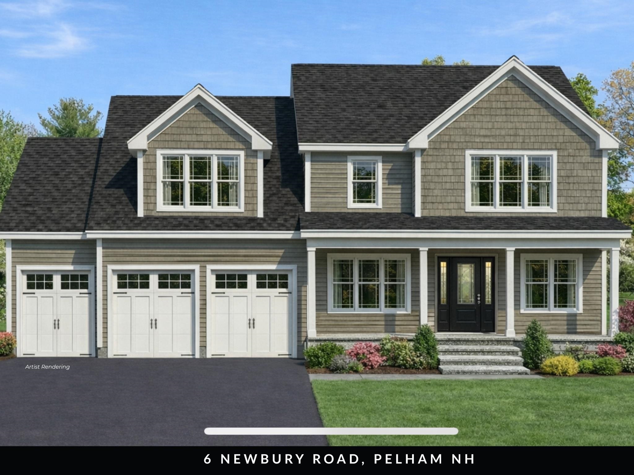 An exceptional luxury new construction home, 6 Newbury Road combines high quality craftsmanship, thoughtful design, and high-end materials setting it apart from typical new builds. Located in an established cul-de-sac neighborhood of high end homes on the Salem border and just minutes from Tuscan Village. The easy access to I-93 makes this an ideal location. From the start, quality is evident: a farmer’s porch with statement chandelier, WiFi-ready garage doors, EV charging, and Ring doorbell welcome you home. Inside, hardwood floors span most of the home, accented by crown molding, wainscoting, and tall ceilings (including the basement) creating a light-filled, expansive feel throughout. The kitchen is a standout, featuring professional-grade Thermador appliances, quartz countertops, two-tone cabinetry, and a large walk-in pantry. Living spaces flow beautifully and are anchored by a grand fireplace that adds warmth and architectural presence. The primary bedroom suite is expansive with an oversized bedroom, two separate walk in closets (with custom shelving), and a stunning tile shower. Secondary bedrooms are notably spacious, and a second-floor laundry adds everyday convenience. Energy-efficient heating systems, Low-E windows, and on-demand hot water enhance comfort and efficiency, while an integrated fire suppression system provides added peace of mind. The lower level offers excellent potential for a large open finished basement, expanding future living or recreational space. Every detail reflects quality construction and refined choices, creating a home that feels elevated from the moment you step inside. Quick close with anticipated completion in 30-45 days. First showings at open house Sat 1/24 from 11am-1pm.